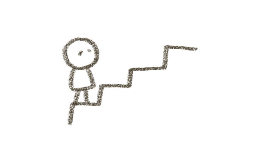 真面目な頑張り屋さん・努力・前進・目標。ステップ・階段